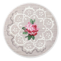 Rosa Rosa Rosa Vintage com Doily na Cinza elegante
