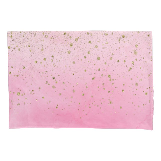 Rosa Rosado e Dourado Brilho Glam Espelhado Chic (Frente)