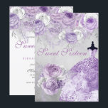 Rosa Roxo de Prata - Brilho Doce 16 Convite<br><div class="desc">Rosa Roxo de Prata Glitter Gown Sweet 16 Convidar Ver coleção correspondente em Niche e Nest Store</div>