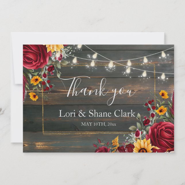 Rosa Rústica e Aster Casamento Agradecimento (Frente)