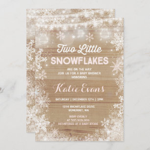 Rosa rústico do convite gêmeo do chá de fraldas do