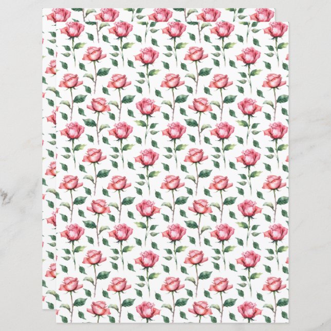 Rosa Scrapbook Paper (Frente/Verso)