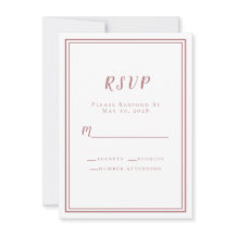 Rosa simples de Casamento RSVP Branco e Dusty Mini