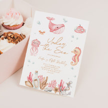 Rosa sob o Convite de Aniversário do Mar