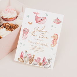 Rosa sob o Convite de Aniversário do Mar