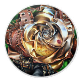 Rosa Steampunk com Face Surreal - Flor Mecânico