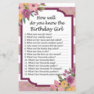 Rosa Striped Como você conhece bem a aniversarian