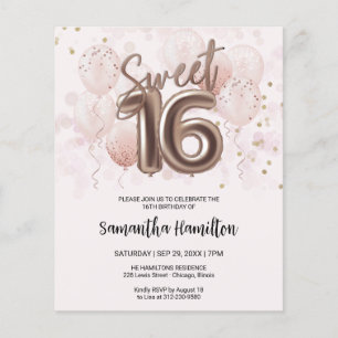 Rosa Sweet 16 Bday Balloons Rosa Budge Invitation