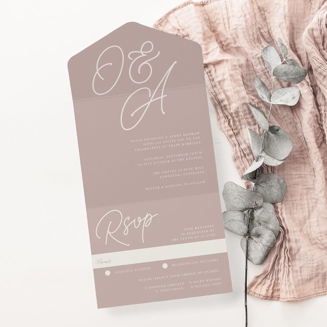 Rosa Taupe | Script Watermark Monograma Wedding (Criador carregado)
