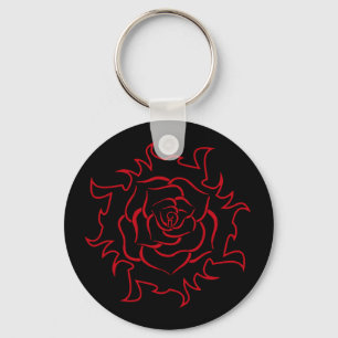 Rosa Tribal Em Preto E Chaveiro Vermelho