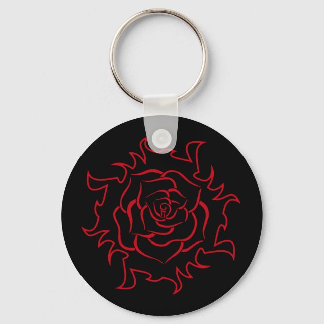 Rosa Tribal Em Preto E Chaveiro Vermelho (Frente)