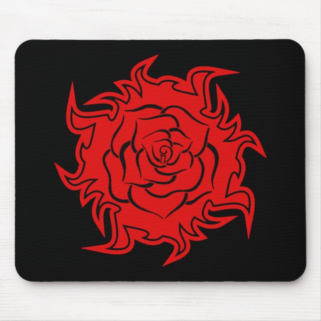 Rosa tribal em Red e Black Mousepad (Frente)