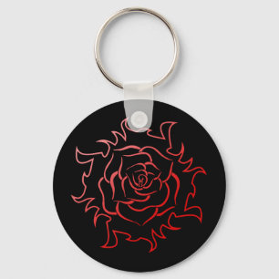 Rosa Tribal Em Um Chaveiro De Gradiente Vermelho