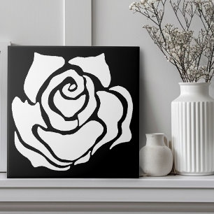 Rosa Tribal Minimalista Preta Floral Branca Abstra