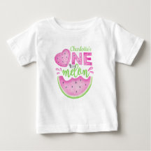 Rosa Um em um primeiro aniversario Melão Camiseta 