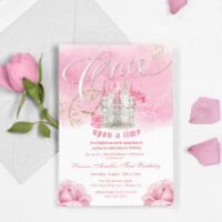 Rosa Uma Vez Em Um Convite De Aniversário Da Princ