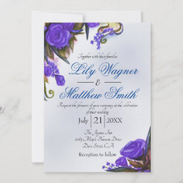 Rosa Verde Azul Convite para Casamento Verde