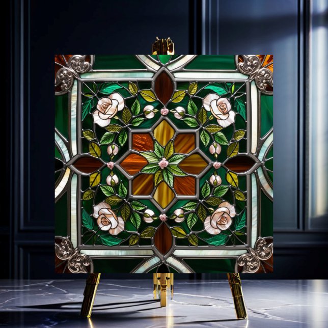 Rosa verde e âmbar Mandella StainGlass (Criador carregado)