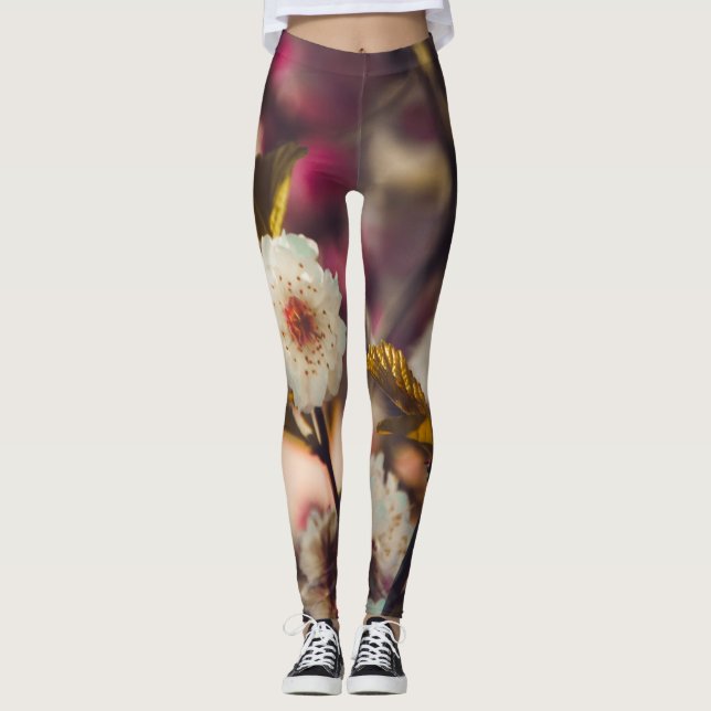 Rosa verde-floral Leggings (Frente)