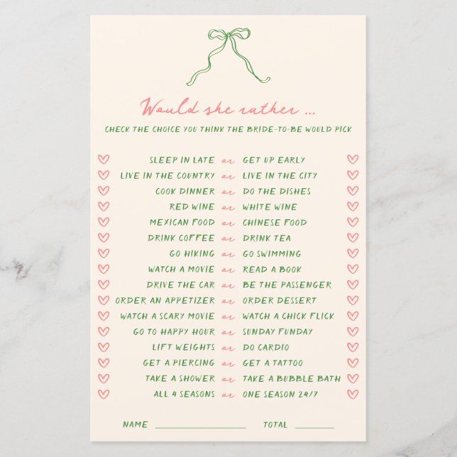 Rosa Verde Manuscrito Ela Teria Um Jogo De Prefere (Frente)