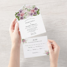 Rosa Verde Roxo Floral Elegante Clássico Casamento