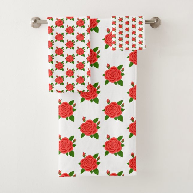 Rosa vermelha com o conjunto de toalhas brancas do (Insitu)