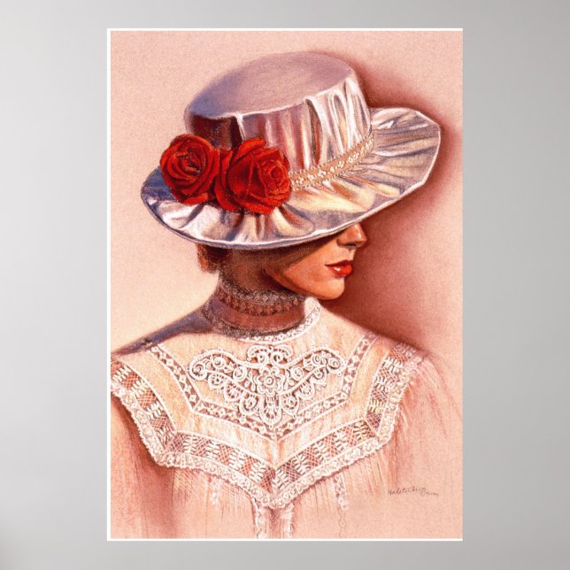 Rosa vermelha de arte elegante de Poster vitoriana (Frente)