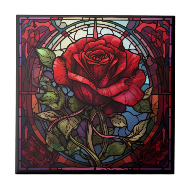 Rosa vermelha de Azulejo cerâmico de vidro (Frente)