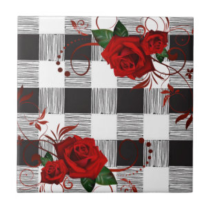 Rosa vermelha de Xadrez branca e Azulejo de cerâm