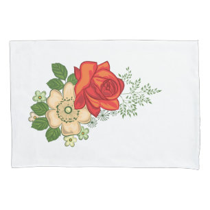 rosa vermelha e margaridas