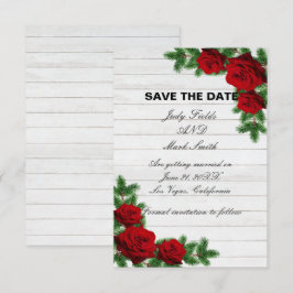 Rosa vermelha E Pine Branch Christmas Salvar A Dat