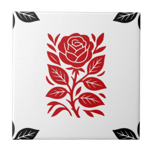 Rosa Vermelha e Preta Floral Moderno Minimalista G
