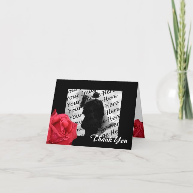 Rosa vermelha Elegante - Cartões de agradecimento (Frente)
