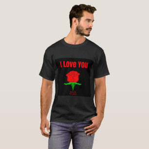 Rosa vermelha Eu Amo a Camisa Negra dos Homens