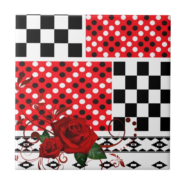 Rosa vermelha floral de Azulejo cerâmico (Frente)