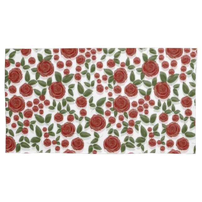 rosa vermelha floral em branco (Frente-Esquerda)