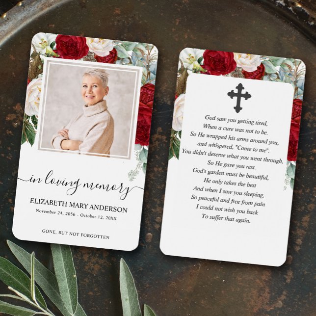 Rosa vermelha Floral Photo Sympathy Funeral Prayer (Criador carregado)