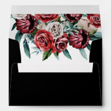 Rosa vermelha Floral Watercolor Elegante Preto