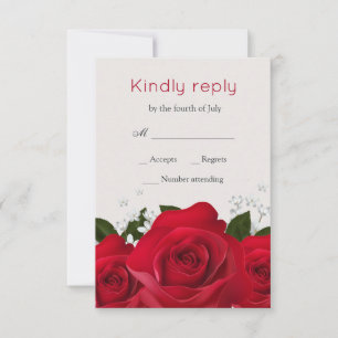 Rosa vermelha, flores brancas Wedding RSVP