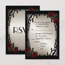 Rosa vermelha Gótica RSVP Opção de menu Dourada an
