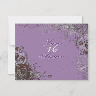 Rosa vermelha Grunge Doce 16 Convite de aniversári