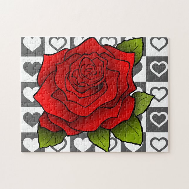 Rosa vermelha Jigsee Quebra-cabeça Corações Românt (Horizontal)