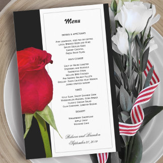Rosa vermelha Modelo do Menu de Casamento Preto e 