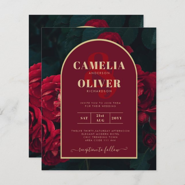 ROSA VERMELHA ORÇAMENTALCONVITE Casamento no inver (Frente/Verso)