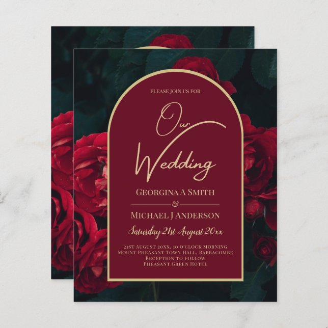 ROSA VERMELHA ORÇAMENTALCONVITE Casamento no inver (Frente/Verso)