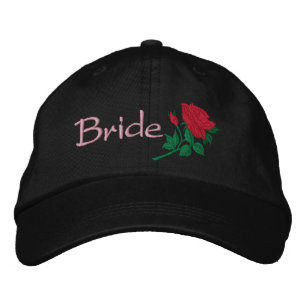 Rosa vermelha para o Boné de Casamento Bordado da 
