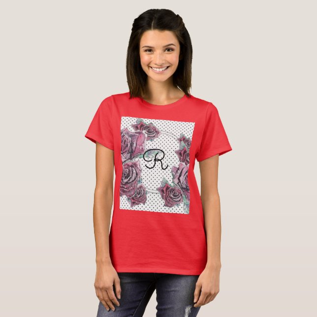 Rosa vermelha Ponto de Aquarela Mulher T Camisa In (Frente Completa)