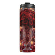 Rosa Vermelha Romântica Garrafa Térmica do Dia dos