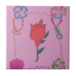 Rosa Vermelha sobre Rosa: Estampa/Grático de Arte