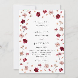 Rosa Vermelho e Creme Presos, Convite para Casamen